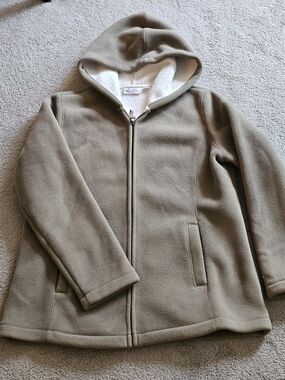 QVC Olive Green Teddy Fleece Hooded Jacket
